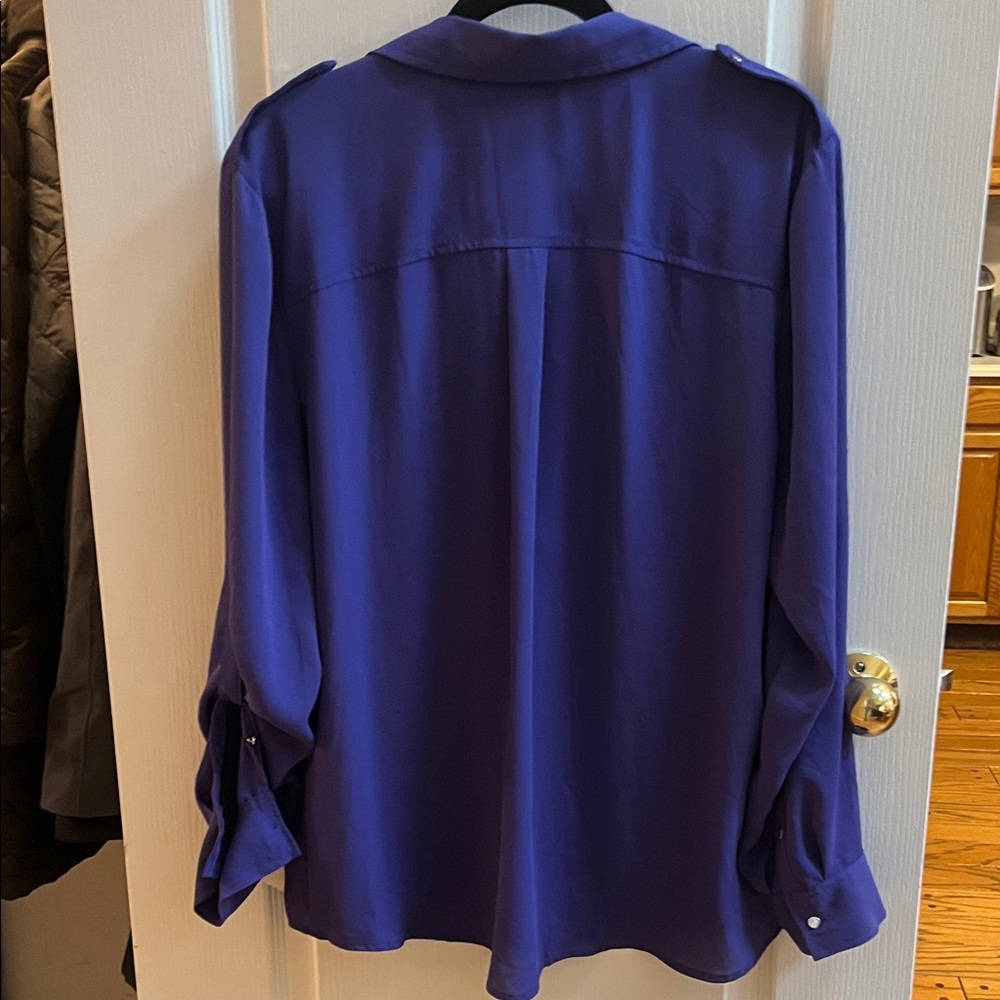 NWT New York & Co Purple Button-Up Blouse - Picture 5 of 8